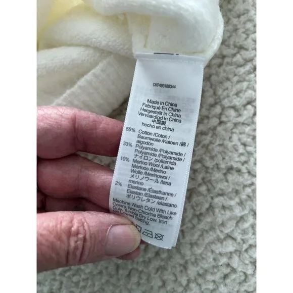 Madewell Wedged V-Neck Sweater Ivory Cotton Wool Blend Size XL NT587 - Picture 7 of 9